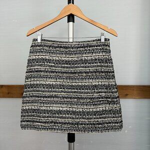 NWT Loft Black White Gold Metallic Stripes A-Line Tweed Lined Mini Skirt Sz 6